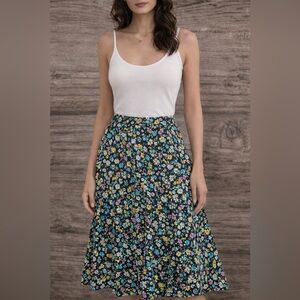 Sanctuary Black Floral Maxi Skirt Side Slit Boho Women’s NWT